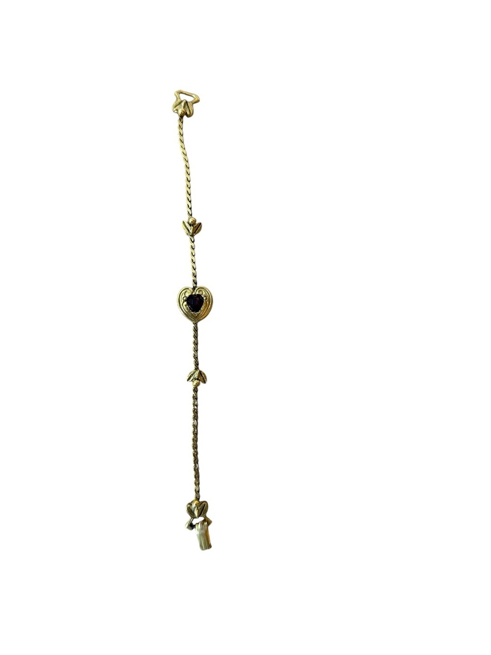 Goldette Vintage Gold-Tone Ruby Red Heart Bracelet